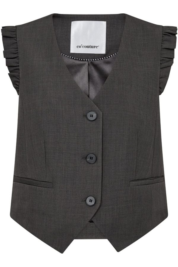 Co´couture - Lianecc Frill Tailor Vest 30274 - 140 Dark Grey Online