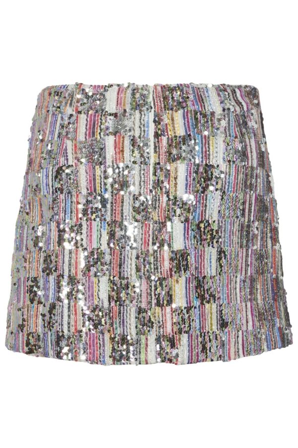 Pieces - Pcnaina Short Sequins Skirt - 4750115 Cloud Dancer Multi Sequence Online now