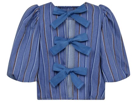 Co´couture - Brookecc Stripe Bow Blouse 35663 - 552 Denim Blue Online Hot Sale