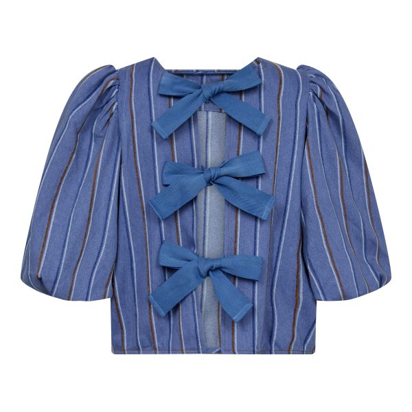 Co´couture - Brookecc Stripe Bow Blouse 35663 - 552 Denim Blue Online Hot Sale