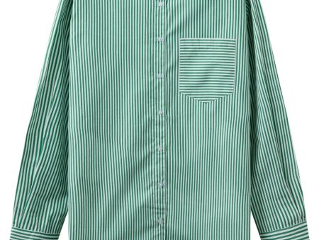 H2O - Rønne Essential Pajamas Shirt L S 101018 - 7040 - Green White For Sale