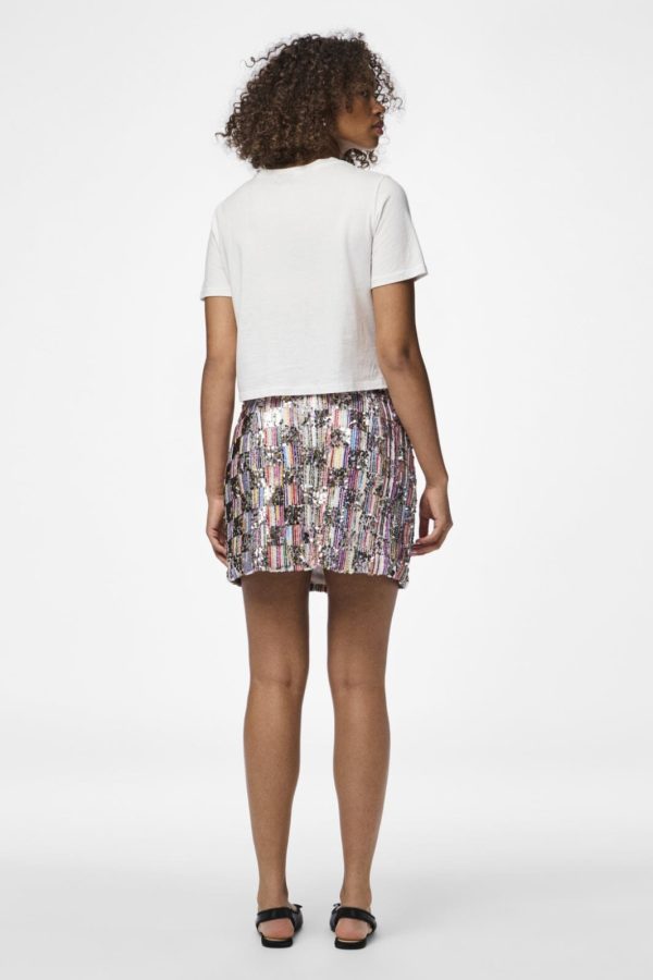 Pieces - Pcnaina Short Sequins Skirt - 4750115 Cloud Dancer Multi Sequence Online now