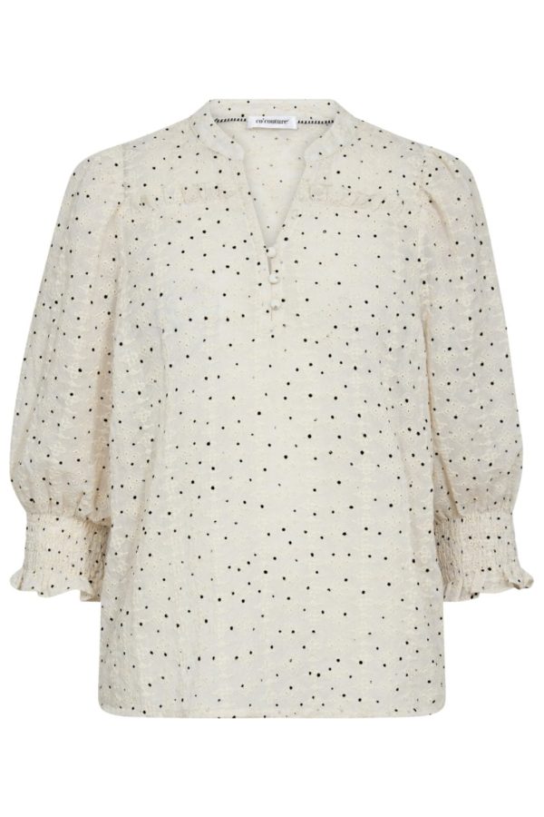 Co´couture - Evelyncc Mini Dot Ss Blouse 35544 - 11 Off White For Discount