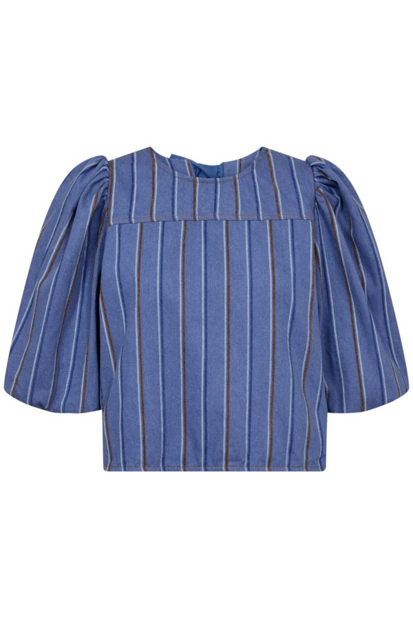 Co´couture - Brookecc Stripe Bow Blouse 35663 - 552 Denim Blue Online Hot Sale