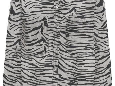 Only - Onlcassie Ls Zebra Shirt Sik - 4839009 Light Grey Denim Zebra For Sale