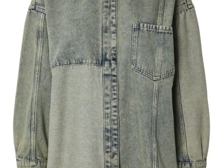 Pieces - Pcdria Ls Denim Shirt - 4822820 Deep Lichen Green Washed Cheap