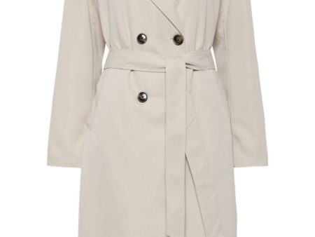 Pieces - Pcscarlett Ls Trenchcoat - 4397233 Silver Gray on Sale