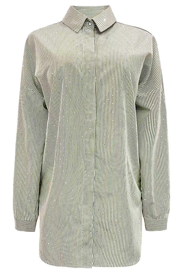 Liberte - Sara-Ls-Shirt 21223 - Army Diamond Stripe Online Hot Sale