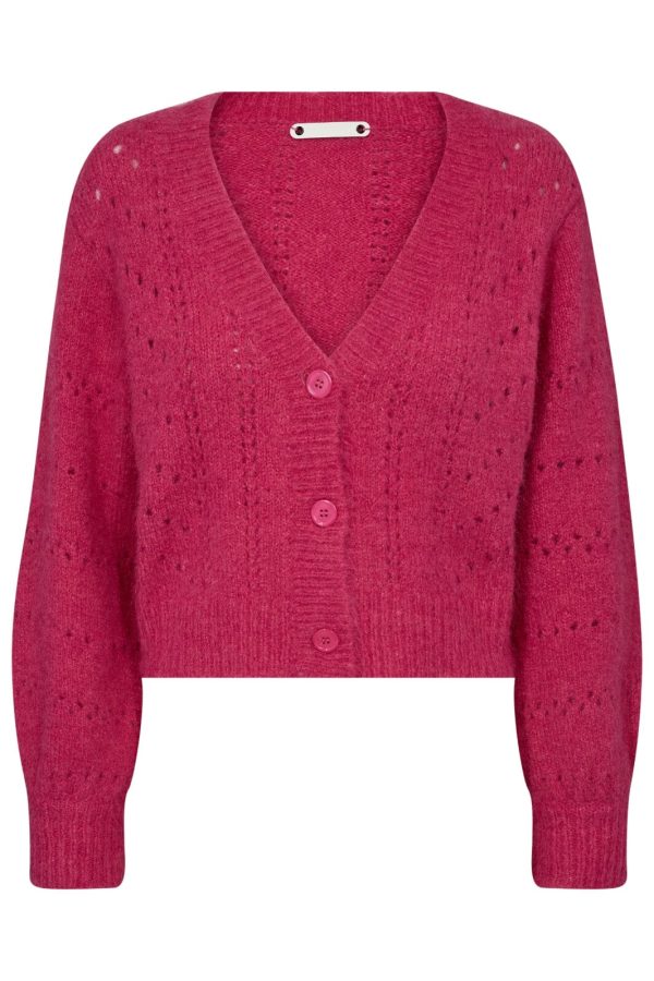 Forudbestilling - Co´couture - Coraliecc Pointelle Cardigan 32174 - 185 Flash Pink Cheap