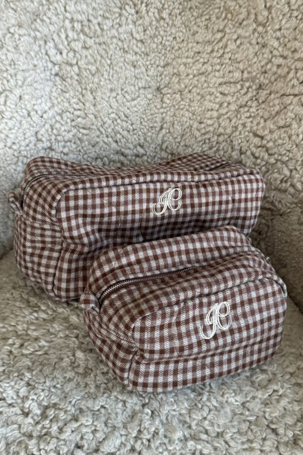 BYIC - Emilieic Mini Cosmetic Bag A23769 - Brownc - Brown Checks Online Sale