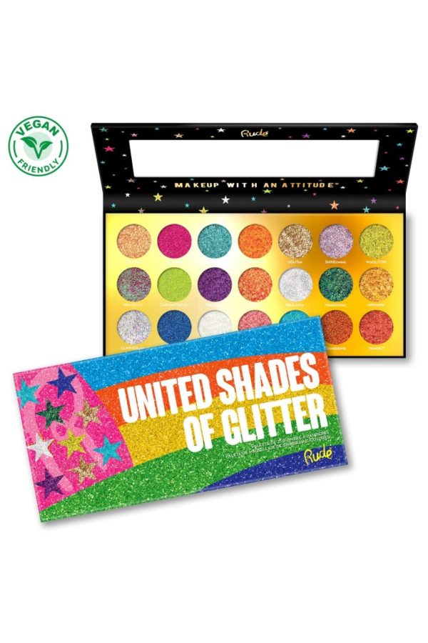 Rude Cosmetics - United Shades of Glitter - 21 Pressed Glitter Palette - For Discount