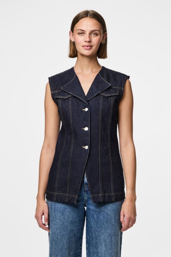 Pieces - Pcnua Sl Fitted Denim Vest Fsy - 4843898 Indigo Supply