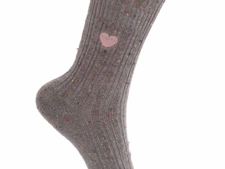 Black Colour - Bccalisa Heart Sock 4324 - Grey For Cheap