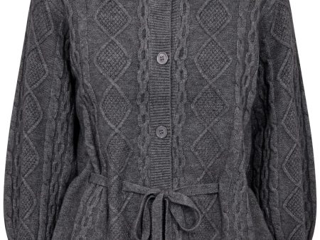 Co´couture - Rowcc Cable Tie Cardigan 32166 - 57 Grey Melange Online Sale