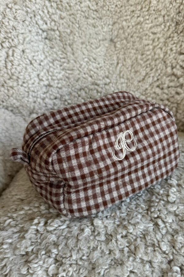 BYIC - Emilieic Mini Cosmetic Bag A23769 - Brownc - Brown Checks Online Sale