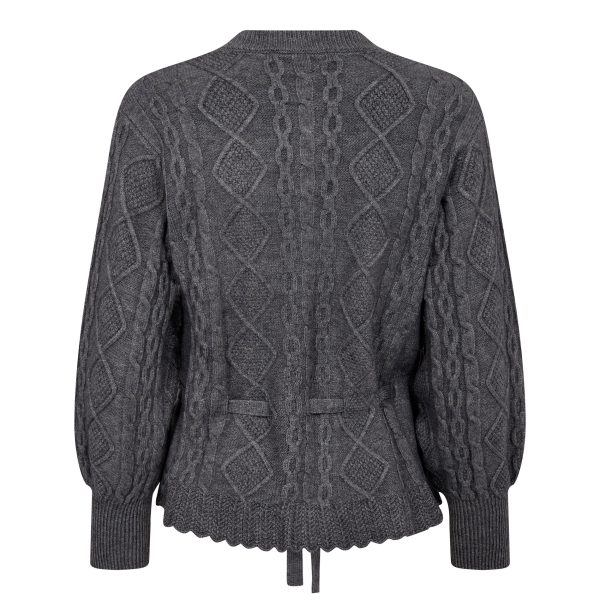 Co´couture - Rowcc Cable Tie Cardigan 32166 - 57 Grey Melange Online Sale