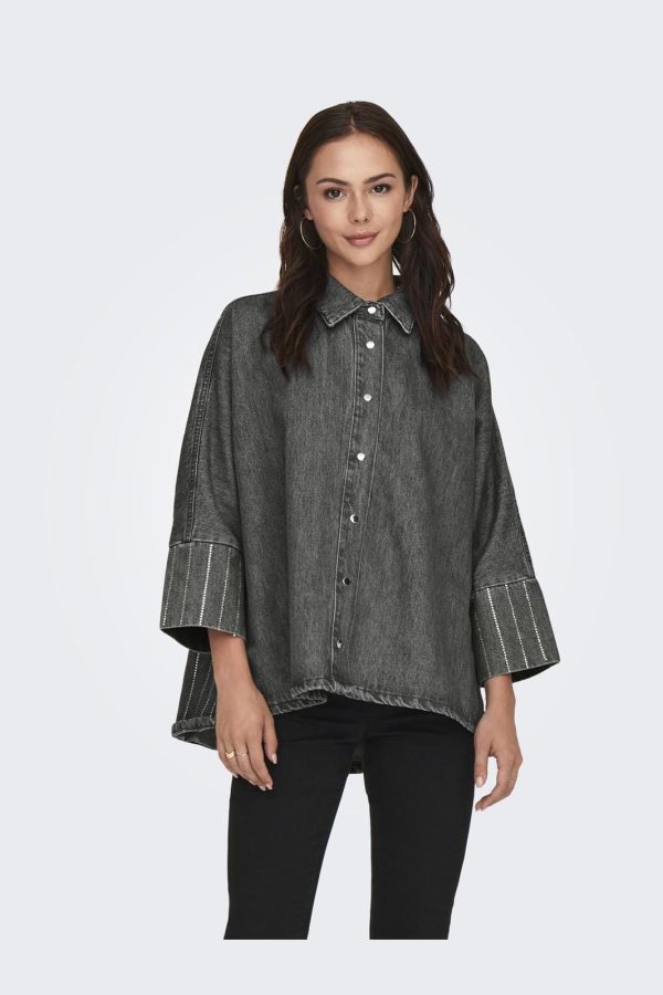 Only - Onlgrace Ls Rhinest Ps Shirt Azg - 4533792 Light Grey Denim on Sale