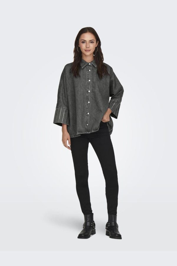 Only - Onlgrace Ls Rhinest Ps Shirt Azg - 4533792 Light Grey Denim on Sale